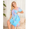 image:imageEkouaer Womens Nightgown Short Sleeve Sleepwear Soft Pleated Sleepshirt  Women Scoopneck Nightshirt Loose Night Gown YearRound Sleep Dress Maternity Labor Gown Outdoor LoungewearTiedye