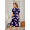 image:imageEkouaer Womens Nightgown Short Sleeve Sleepwear Soft Pleated Sleepshirt  Women Scoopneck Nightshirt Loose Night Gown YearRound Sleep Dress Maternity Labor Gown Outdoor LoungewearFloral Navy Rose