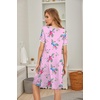 image:imageEkouaer Womens Nightgown Short Sleeve Sleepwear Soft Pleated Sleepshirt  Women Scoopneck Nightshirt Loose Night Gown YearRound Sleep Dress Maternity Labor Gown Outdoor LoungewearFlora Pink