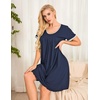 image:imageEkouaer Womens Nightgown Short Sleeve Sleepwear Soft Pleated Sleepshirt  Women Scoopneck Nightshirt Loose Night Gown YearRound Sleep Dress Maternity Labor Gown Outdoor LoungewearNavyblue