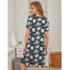 image:imageEkouaer Womens Nightgown Short Sleeve Sleepwear Soft Pleated Sleepshirt  Women Scoopneck Nightshirt Loose Night Gown YearRound Sleep Dress Maternity Labor Gown Outdoor LoungewearFlowers Black