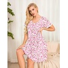 image:imageEkouaer Womens Nightgown Short Sleeve Sleepwear Soft Pleated Sleepshirt  Women Scoopneck Nightshirt Loose Night Gown YearRound Sleep Dress Maternity Labor Gown Outdoor LoungewearFlowers Pink