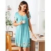 image:imageEkouaer Womens Nightgown Short Sleeve Sleepwear Soft Pleated Sleepshirt  Women Scoopneck Nightshirt Loose Night Gown YearRound Sleep Dress Maternity Labor Gown Outdoor LoungewearBlue White Flower