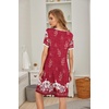 image:imageEkouaer Womens Nightgown Short Sleeve Sleepwear Soft Pleated Sleepshirt  Women Scoopneck Nightshirt Loose Night Gown YearRound Sleep Dress Maternity Labor Gown Outdoor LoungewearRed White Flower