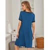 image:imageEkouaer Womens Nightgown Short Sleeve Sleepwear Soft Pleated Sleepshirt  Women Scoopneck Nightshirt Loose Night Gown YearRound Sleep Dress Maternity Labor Gown Outdoor LoungewearNewnavy