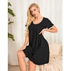 image:imageEkouaer Womens Nightgown Short Sleeve Sleepwear Soft Pleated Sleepshirt  Women Scoopneck Nightshirt Loose Night Gown YearRound Sleep Dress Maternity Labor Gown Outdoor LoungewearBlack
