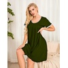 image:imageEkouaer Womens Nightgown Short Sleeve Sleepwear Soft Pleated Sleepshirt  Women Scoopneck Nightshirt Loose Night Gown YearRound Sleep Dress Maternity Labor Gown Outdoor LoungewearArmy Green
