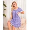 image:imageEkouaer Womens Nightgown Short Sleeve Sleepwear Soft Pleated Sleepshirt  Women Scoopneck Nightshirt Loose Night Gown YearRound Sleep Dress Maternity Labor Gown Outdoor LoungewearPurple Floral
