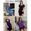 image:imageEkouaer Womens Nightgown Short Sleeve Sleepwear Soft Pleated Sleepshirt  Women Scoopneck Nightshirt Loose Night Gown YearRound Sleep Dress Maternity Labor Gown Outdoor LoungewearLight Blue