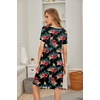 image:imageEkouaer Womens Nightgown Short Sleeve Sleepwear Soft Pleated Sleepshirt  Women Scoopneck Nightshirt Loose Night Gown YearRound Sleep Dress Maternity Labor Gown Outdoor LoungewearFloral Black Red