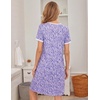 image:imageEkouaer Womens Nightgown Short Sleeve Sleepwear Soft Pleated Sleepshirt  Women Scoopneck Nightshirt Loose Night Gown YearRound Sleep Dress Maternity Labor Gown Outdoor LoungewearPurple Floral