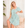 image:imageEkouaer Womens Nightgown Short Sleeve Sleepwear Soft Pleated Sleepshirt  Women Scoopneck Nightshirt Loose Night Gown YearRound Sleep Dress Maternity Labor Gown Outdoor LoungewearLight Green Floral