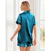 image:imageEkouaer Womens Silk Satin Pajama Sets Soft Short Sleeve Button Down Sleepwear Top and Shorts 2 Piece Pjs Lounge SetLake Blue