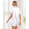 image:imageEkouaer Womens Silk Satin Pajama Sets Soft Short Sleeve Button Down Sleepwear Top and Shorts 2 Piece Pjs Lounge SetWhite