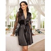 image:imageEouaer Womens Satin Kimono Robe for Bridesmaid and Bride Wedding Party Getting Ready Short RobeAblack