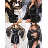 image:imageEouaer Womens Satin Kimono Robe for Bridesmaid and Bride Wedding Party Getting Ready Short RobeAblack