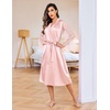 image:imageEouaer Womens Satin Kimono Robe for Bridesmaid and Bride Wedding Party Getting Ready Short RobePink