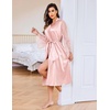 image:imageEouaer Womens Satin Kimono Robe for Bridesmaid and Bride Wedding Party Getting Ready Short RobePink