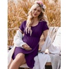 image:imageNursing Nightgown Short Sleeve Breasfeeding Birthing Gown Maternity Dress  Nursing Nightgown for Women Short Sleeve Nursing Gown Design for Beastfeeding Access and Hospital Stay Postpartum RecoveryPurple