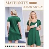 image:imageNursing Nightgown Short Sleeve Breasfeeding Birthing Gown Maternity Dress  Nursing Nightgown for Women Short Sleeve Nursing Gown Design for Beastfeeding Access and Hospital Stay Postpartum RecoveryDeep Green