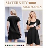 image:imageNursing Nightgown Short Sleeve Breasfeeding Birthing Gown Maternity Dress  Nursing Nightgown for Women Short Sleeve Nursing Gown Design for Beastfeeding Access and Hospital Stay Postpartum RecoveryBlack