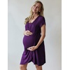 image:imageNursing Nightgown Short Sleeve Breasfeeding Birthing Gown Maternity Dress  Nursing Nightgown for Women Short Sleeve Nursing Gown Design for Beastfeeding Access and Hospital Stay Postpartum RecoveryPurple