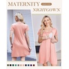 image:imageNursing Nightgown Short Sleeve Breasfeeding Birthing Gown Maternity Dress  Nursing Nightgown for Women Short Sleeve Nursing Gown Design for Beastfeeding Access and Hospital Stay Postpartum RecoveryPink