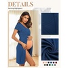image:imageNursing Nightgown Short Sleeve Breasfeeding Birthing Gown Maternity Dress  Nursing Nightgown for Women Short Sleeve Nursing Gown Design for Beastfeeding Access and Hospital Stay Postpartum RecoveryBlue