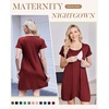image:imageNursing Nightgown Short Sleeve Breasfeeding Birthing Gown Maternity Dress  Nursing Nightgown for Women Short Sleeve Nursing Gown Design for Beastfeeding Access and Hospital Stay Postpartum RecoveryWine Red