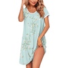 image:imageEkouaer Womens Nightgown Short Sleeve Sleepwear Soft Pleated Sleepshirt  Women Scoopneck Nightshirt Loose Night Gown YearRound Sleep Dress Maternity Labor Gown Outdoor LoungewearLight Green Floral