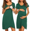 image:imageNursing Nightgown Short Sleeve Breasfeeding Birthing Gown Maternity Dress  Nursing Nightgown for Women Short Sleeve Nursing Gown Design for Beastfeeding Access and Hospital Stay Postpartum RecoveryDeep Green