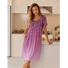 image:imageEkouaer Nightgowns for Women Short Sleeve Pleated House Dress with Pockets  Floral Print Moo Moos Soft Mumu Dress SkinFriendly No SeeThrough Elegant Lounge Dress for Daliy Lounge SleepingSparkling Branches Purple