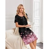image:imageEkouaer Nightgowns for Women Short Sleeve Pleated House Dress with Pockets  Floral Print Moo Moos Soft Mumu Dress SkinFriendly No SeeThrough Elegant Lounge Dress for Daliy Lounge SleepingCherry Blossoms