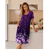 image:imageEkouaer Nightgowns for Women Short Sleeve Pleated House Dress with Pockets  Floral Print Moo Moos Soft Mumu Dress SkinFriendly No SeeThrough Elegant Lounge Dress for Daliy Lounge SleepingPurple Flower