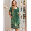 image:imageEkouaer Nightgowns for Women Short Sleeve Pleated House Dress with Pockets  Floral Print Moo Moos Soft Mumu Dress SkinFriendly No SeeThrough Elegant Lounge Dress for Daliy Lounge SleepingFloral Green
