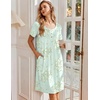 image:imageEkouaer Nightgowns for Women Short Sleeve Pleated House Dress with Pockets  Floral Print Moo Moos Soft Mumu Dress SkinFriendly No SeeThrough Elegant Lounge Dress for Daliy Lounge SleepingFloral Light Green