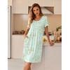 image:imageEkouaer Nightgowns for Women Short Sleeve Pleated House Dress with Pockets  Floral Print Moo Moos Soft Mumu Dress SkinFriendly No SeeThrough Elegant Lounge Dress for Daliy Lounge SleepingFloral Light Green