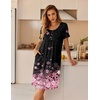 image:imageEkouaer Nightgowns for Women Short Sleeve Pleated House Dress with Pockets  Floral Print Moo Moos Soft Mumu Dress SkinFriendly No SeeThrough Elegant Lounge Dress for Daliy Lounge SleepingCherry Blossoms