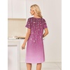 image:imageEkouaer Nightgowns for Women Short Sleeve Pleated House Dress with Pockets  Floral Print Moo Moos Soft Mumu Dress SkinFriendly No SeeThrough Elegant Lounge Dress for Daliy Lounge SleepingSparkling Branches Purple