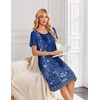 image:imageEkouaer Nightgowns for Women Short Sleeve Pleated House Dress with Pockets  Floral Print Moo Moos Soft Mumu Dress SkinFriendly No SeeThrough Elegant Lounge Dress for Daliy Lounge SleepingEthnic Print Blue