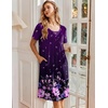 image:imageEkouaer Nightgowns for Women Short Sleeve Pleated House Dress with Pockets  Floral Print Moo Moos Soft Mumu Dress SkinFriendly No SeeThrough Elegant Lounge Dress for Daliy Lounge SleepingPurple Flower