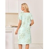 image:imageEkouaer Nightgowns for Women Short Sleeve Pleated House Dress with Pockets  Floral Print Moo Moos Soft Mumu Dress SkinFriendly No SeeThrough Elegant Lounge Dress for Daliy Lounge SleepingFloral Light Green