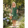 image:imageEkouaer Nightgowns for Women Short Sleeve Pleated House Dress with Pockets  Floral Print Moo Moos Soft Mumu Dress SkinFriendly No SeeThrough Elegant Lounge Dress for Daliy Lounge SleepingFloral Green