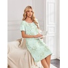 image:imageEkouaer Nightgowns for Women Short Sleeve Pleated House Dress with Pockets  Floral Print Moo Moos Soft Mumu Dress SkinFriendly No SeeThrough Elegant Lounge Dress for Daliy Lounge SleepingFloral Light Green