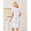 image:imageEkouaer Nightgowns for Women Short Sleeve Pleated House Dress with Pockets  Floral Print Moo Moos Soft Mumu Dress SkinFriendly No SeeThrough Elegant Lounge Dress for Daliy Lounge SleepingFloral White Purple