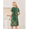 image:imageEkouaer Nightgowns for Women Short Sleeve Pleated House Dress with Pockets  Floral Print Moo Moos Soft Mumu Dress SkinFriendly No SeeThrough Elegant Lounge Dress for Daliy Lounge SleepingFloral Green