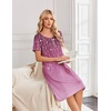 image:imageEkouaer Nightgowns for Women Short Sleeve Pleated House Dress with Pockets  Floral Print Moo Moos Soft Mumu Dress SkinFriendly No SeeThrough Elegant Lounge Dress for Daliy Lounge SleepingSparkling Branches Purple