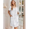 image:imageEkouaer Nightgowns for Women Short Sleeve Pleated House Dress with Pockets  Floral Print Moo Moos Soft Mumu Dress SkinFriendly No SeeThrough Elegant Lounge Dress for Daliy Lounge SleepingFloral White Purple