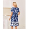 image:imageEkouaer Nightgowns for Women Short Sleeve Pleated House Dress with Pockets  Floral Print Moo Moos Soft Mumu Dress SkinFriendly No SeeThrough Elegant Lounge Dress for Daliy Lounge SleepingBlue Bohemian Flowers