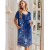 image:imageEkouaer Nightgowns for Women Short Sleeve Pleated House Dress with Pockets  Floral Print Moo Moos Soft Mumu Dress SkinFriendly No SeeThrough Elegant Lounge Dress for Daliy Lounge SleepingEthnic Print Blue